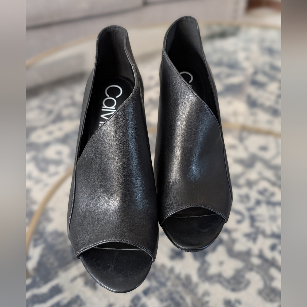 Calvin Klein Black Open-Toe Booties Size 8 - Picture 2 of 5